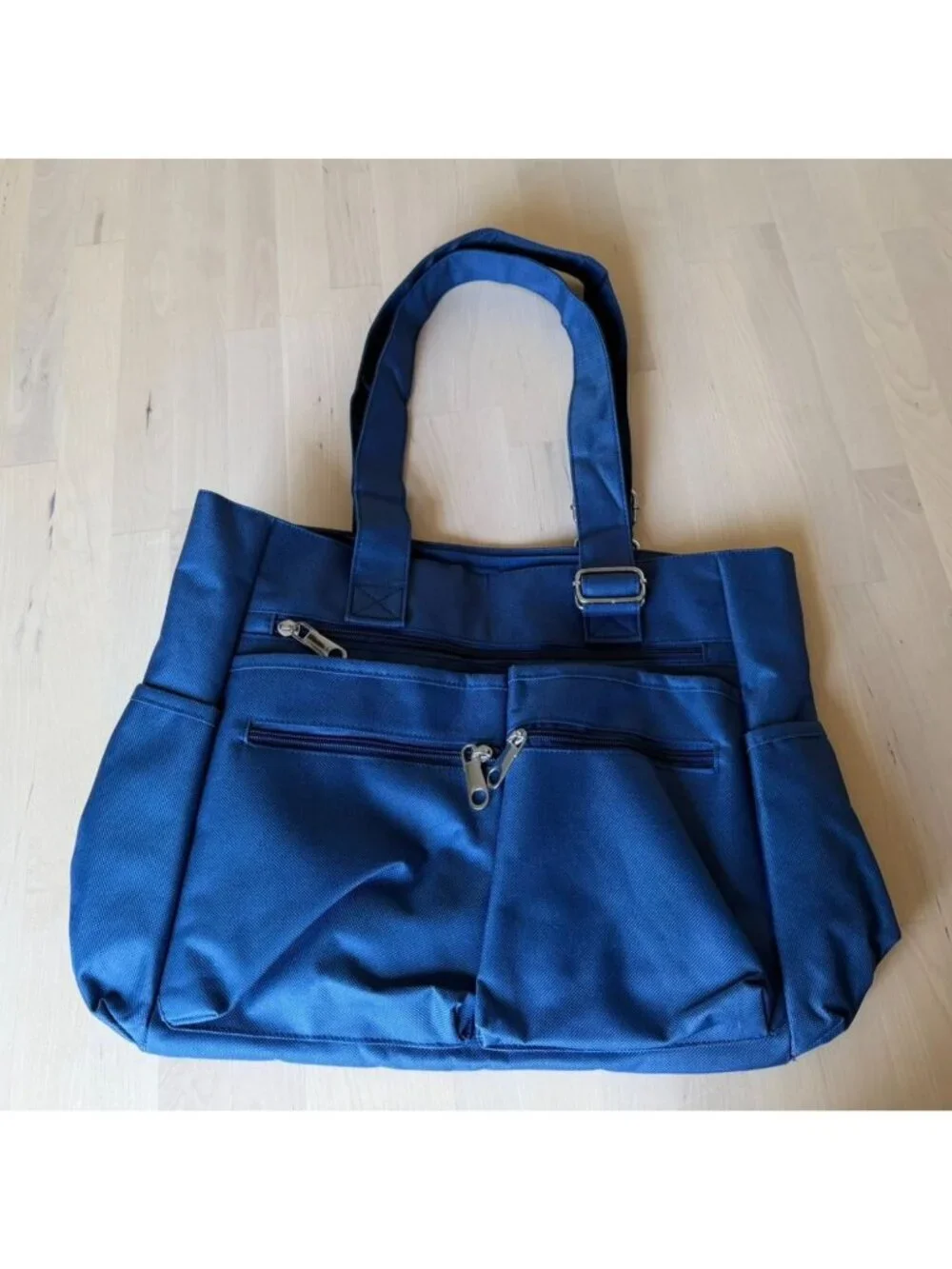 Waterproof Nylon Travel Tote Laptop Work Bag Navy Blue Multi Pocket Organizer